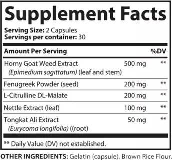 AlphaTonic Supplement Facts